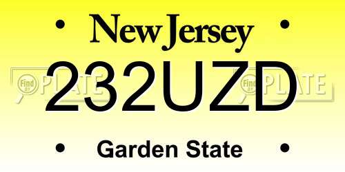232UZD New Jersey License Plate
