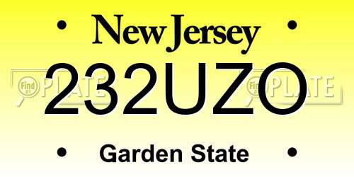 232UZO New Jersey License Plate