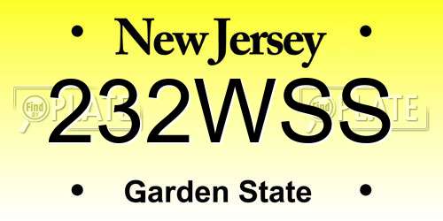 232WSS New Jersey License Plate
