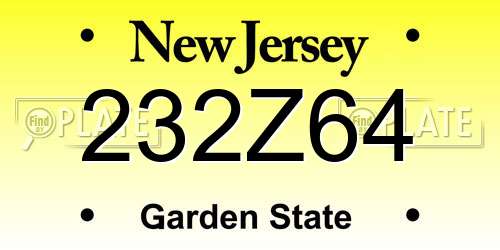 232Z64 New Jersey License Plate