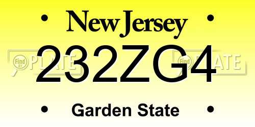 232ZG4 New Jersey License Plate