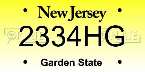 2334HG New Jersey License Plate