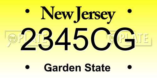 2345CG New Jersey License Plate