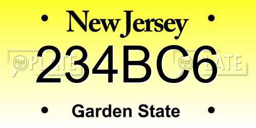 234BC6 New Jersey License Plate
