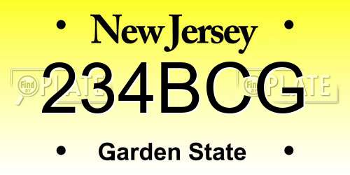 234BCG New Jersey License Plate