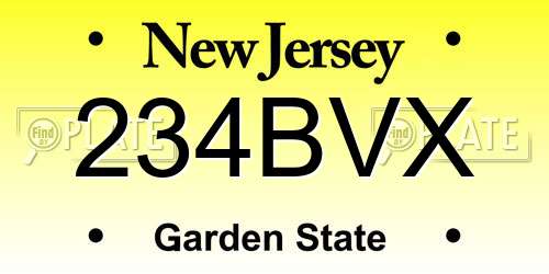 234BVX New Jersey License Plate
