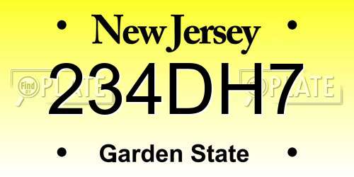 234DH7 New Jersey License Plate