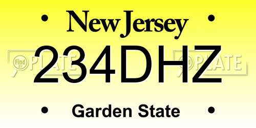 234DHZ New Jersey License Plate