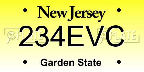 234EVC New Jersey License Plate
