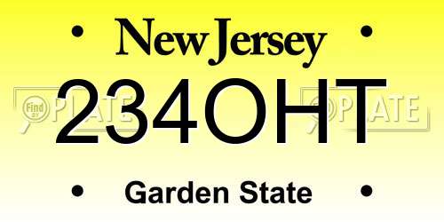 234OHT New Jersey License Plate