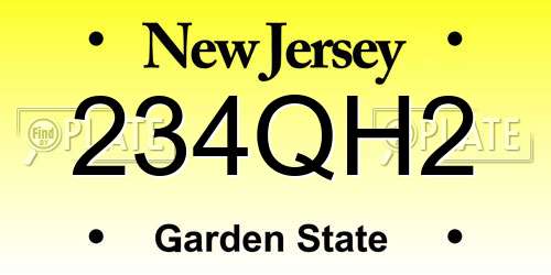 234QH2 New Jersey License Plate