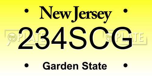234SCG New Jersey License Plate