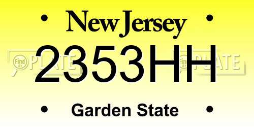 2353HH New Jersey License Plate
