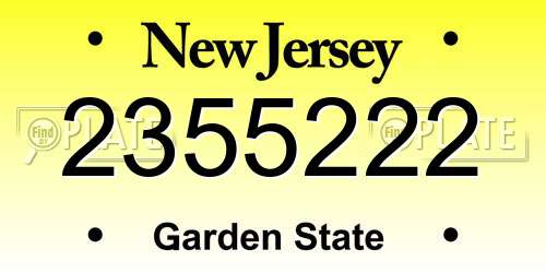 2355222 New Jersey License Plate
