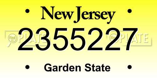 2355227 New Jersey License Plate