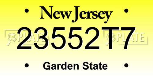 23552T7 New Jersey License Plate