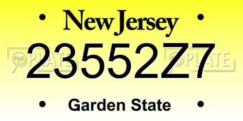 23552Z7 New Jersey License Plate