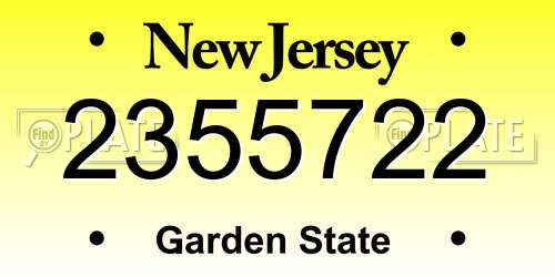 2355722 New Jersey License Plate