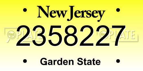 2358227 New Jersey License Plate