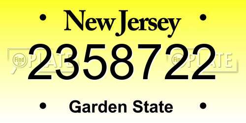 2358722 New Jersey License Plate