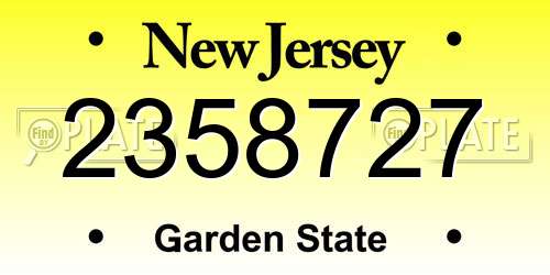 2358727 New Jersey License Plate
