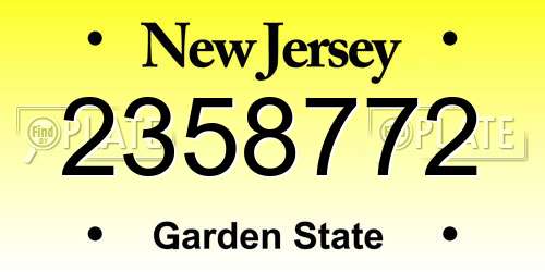 2358772 New Jersey License Plate