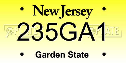 235GA1 New Jersey License Plate