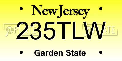 235TLW New Jersey License Plate