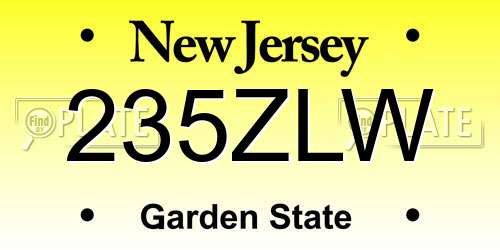 235ZLW New Jersey License Plate