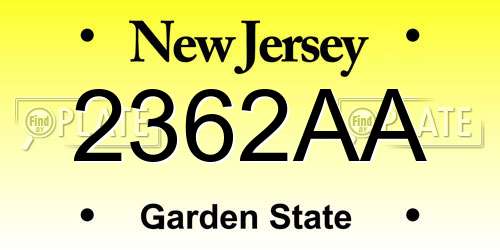 2362AA New Jersey License Plate