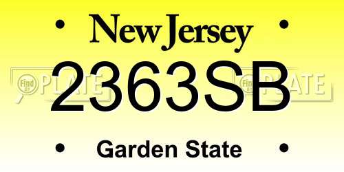 2363SB New Jersey License Plate