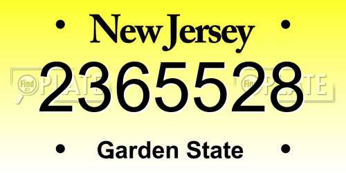 2365528 New Jersey License Plate