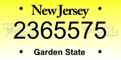 2365575 New Jersey License Plate