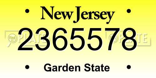 2365578 New Jersey License Plate