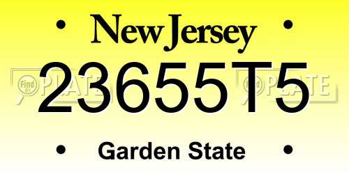 23655T5 New Jersey License Plate