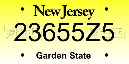 23655Z5 New Jersey License Plate