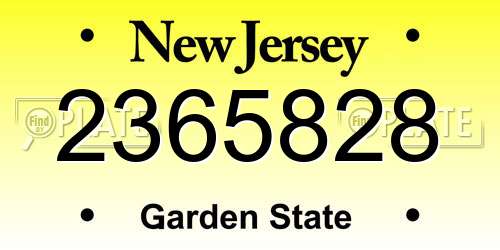 2365828 New Jersey License Plate