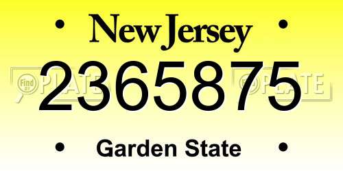 2365875 New Jersey License Plate
