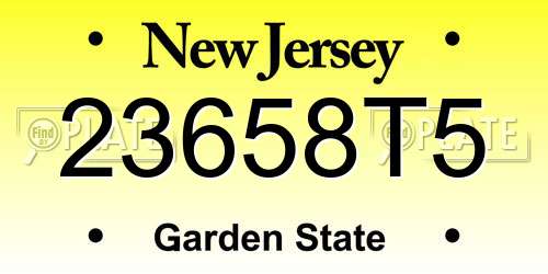 23658T5 New Jersey License Plate