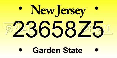 23658Z5 New Jersey License Plate