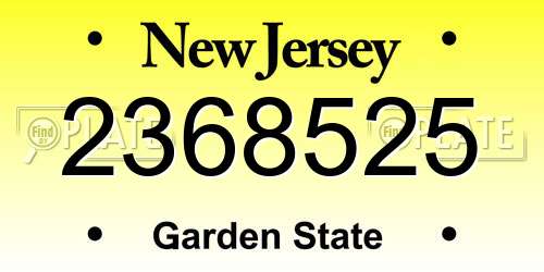 2368525 New Jersey License Plate