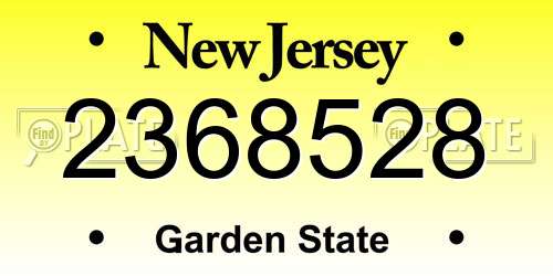 2368528 New Jersey License Plate