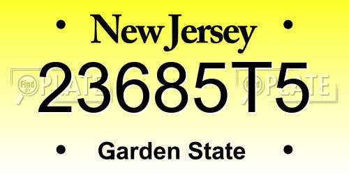 23685T5 New Jersey License Plate