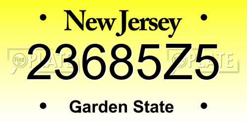 23685Z5 New Jersey License Plate