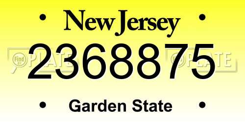 2368875 New Jersey License Plate