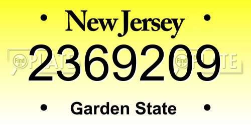 2369209 New Jersey License Plate