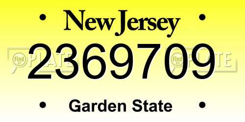 2369709 New Jersey License Plate