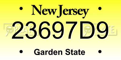 23697D9 New Jersey License Plate