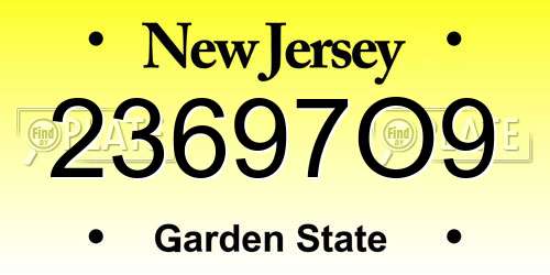 23697O9 New Jersey License Plate
