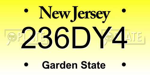 236DY4 New Jersey License Plate